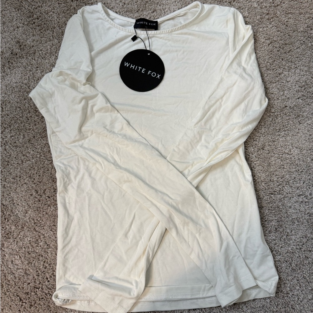 White Fox Boutique Ivory Long Sleeve Tee